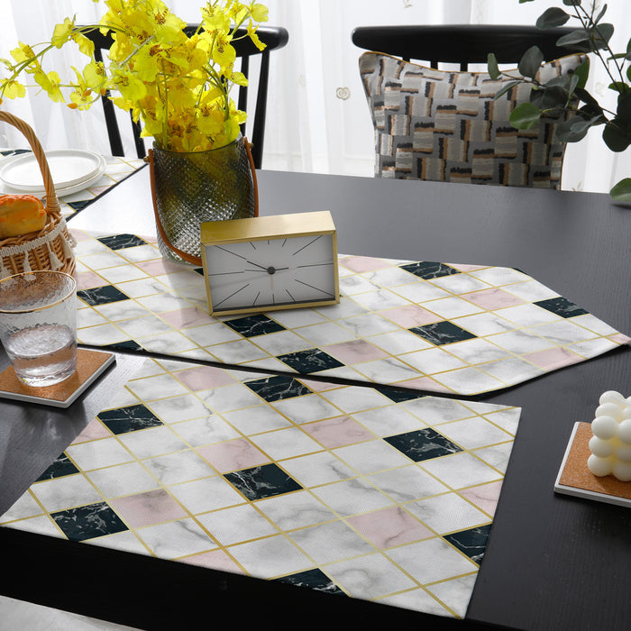 Gold Marbling square Splicing Table Flag And Table Mat Suit Sharp angle - LeobonZone