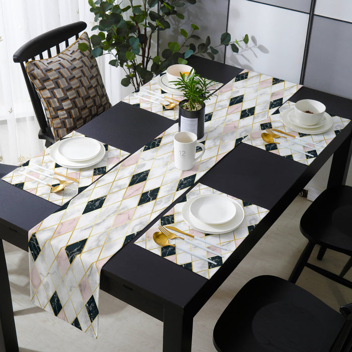 Gold Marbling square Splicing Table Flag And Table Mat Suit - LeobonZone
