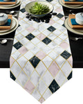 Gold Marbling square Splicing Table Runner Place Mats Sharp Angle - LeobonZone