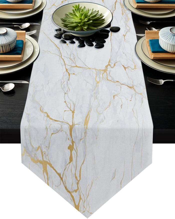 Golden marble and granite pattern Table Runner Place Mats Sharp Angle - LeobonZone