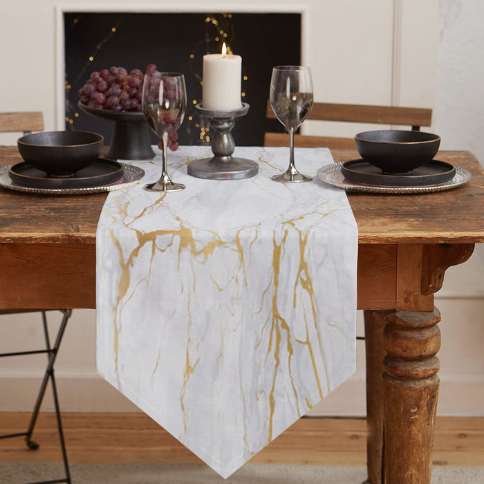 Golden marble and granite pattern Table Runner Place Mats Sharp Angle - LeobonZone