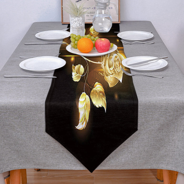 Gorgeous Golden Rose Table Runner Place Mats - LeobonZone
