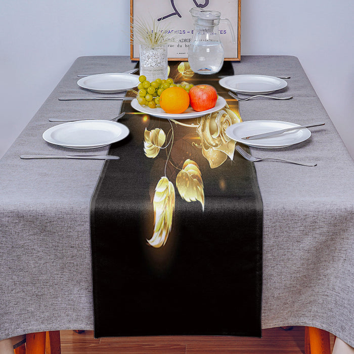 Gorgeous Golden Rose Table Runner Place Mats - LeobonZone