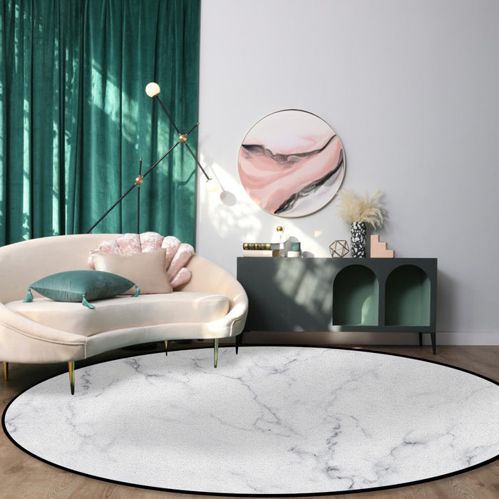 Gray Marble Texture Circular Felt Rugs - LeobonZone