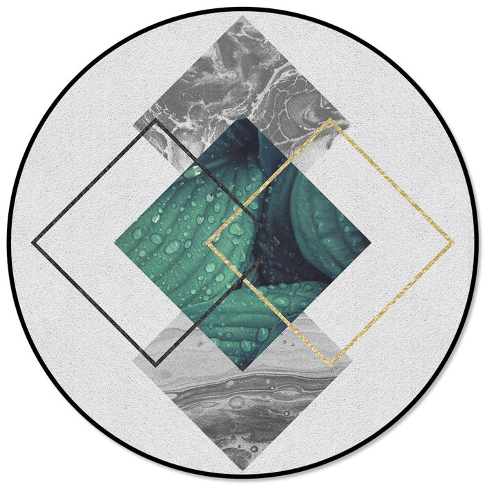Gray Marble texture of tropical plants and water Circular Felt Rugs - LeobonZone