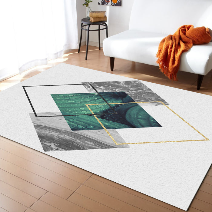 Gray Marble texture of tropical plants and water Right Angle Felt Rugs - LeobonZone