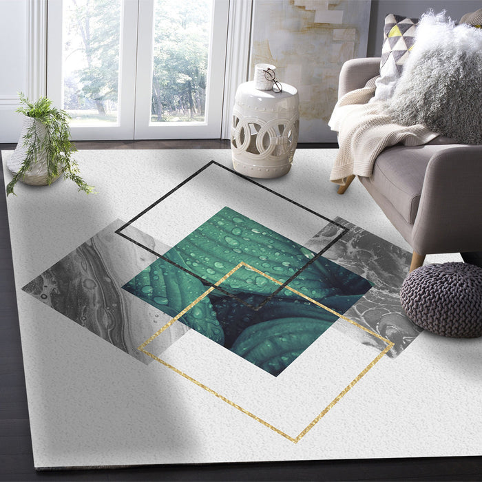 Gray Marble texture of tropical plants and water Right Angle Felt Rugs - LeobonZone
