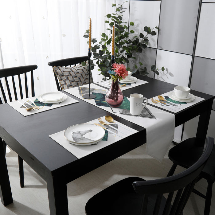 Gray Marble texture of tropical plants and water Table Flag And Table Mat Suit Sharp angle - LeobonZone