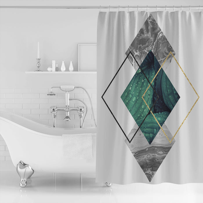 Gray Marble texture of tropical plants and water Waterproof Durable Shower Curtain - LeobonZone