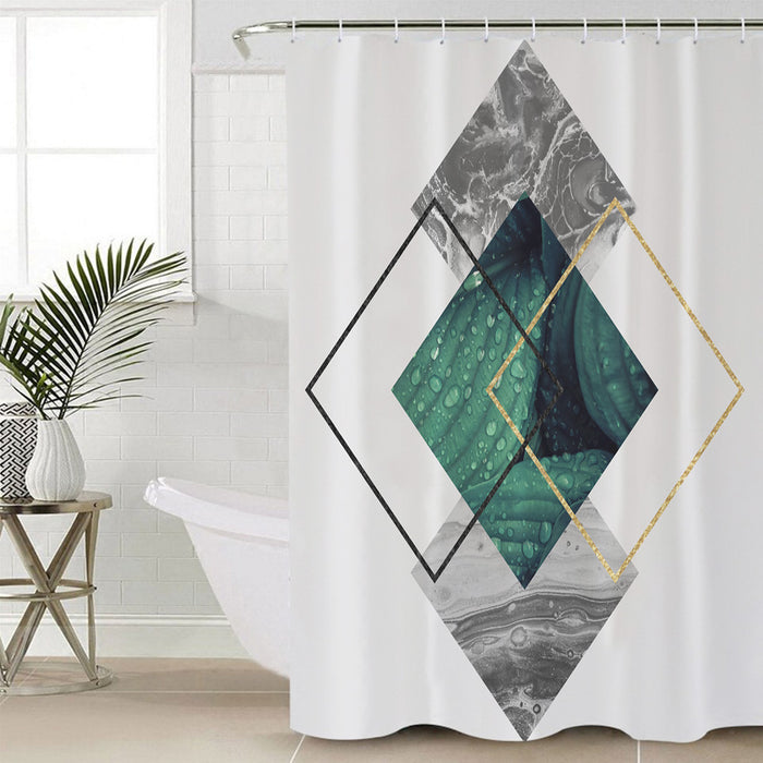 Gray Marble texture of tropical plants and water Waterproof Durable Shower Curtain - LeobonZone