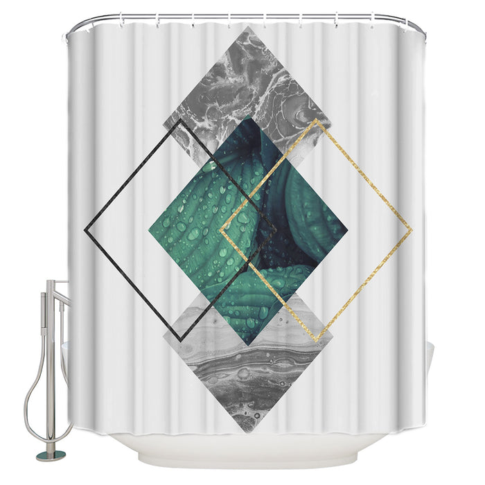 Gray Marble texture of tropical plants and water Waterproof Durable Shower Curtain - LeobonZone