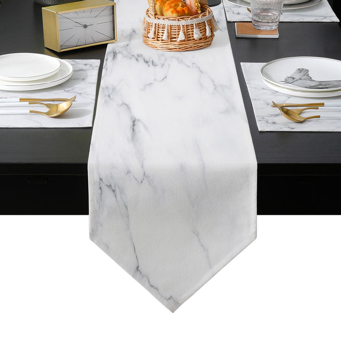 Gray Marble Texture Table Flag And Table Mat Suit Sharp angle - LeobonZone