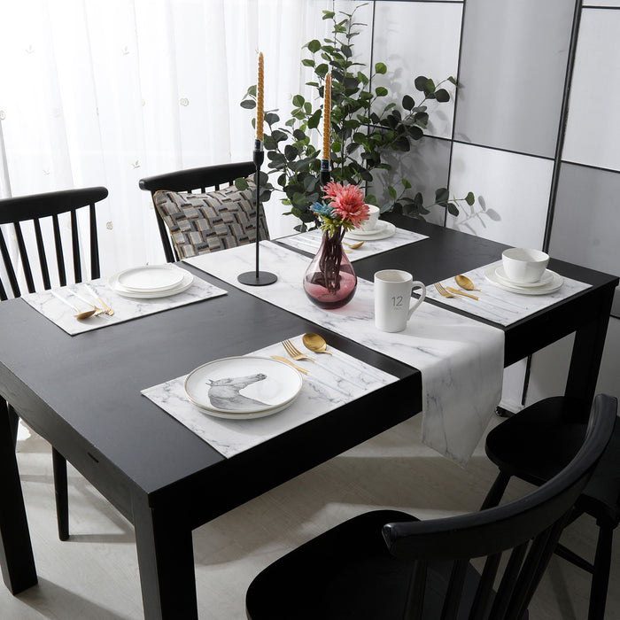 Gray Marble Texture Table Flag And Table Mat Suit Sharp angle - LeobonZone