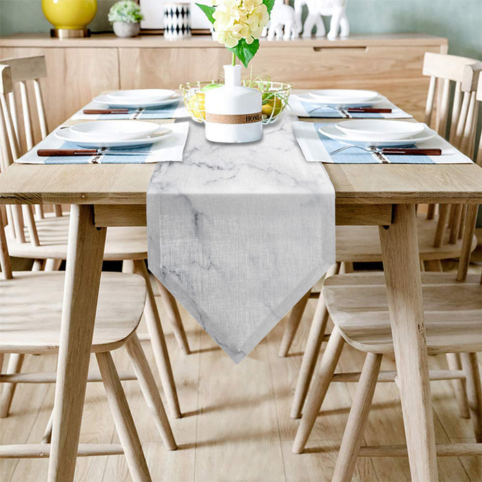 Gray Marble Texture Table Runner Place Mats Sharp Angle - LeobonZone