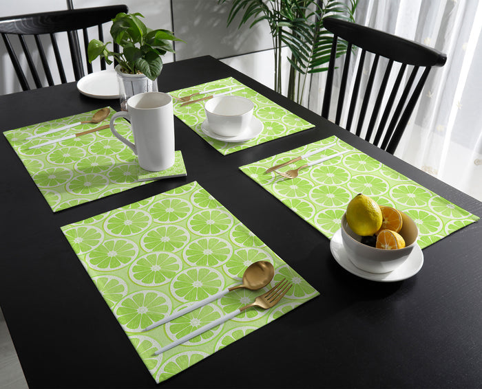 Green lemon in summer Personalized Table Placemats - LeobonZone