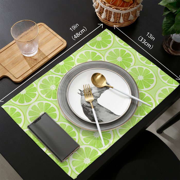 Green lemon in summer Personalized Table Placemats - LeobonZone