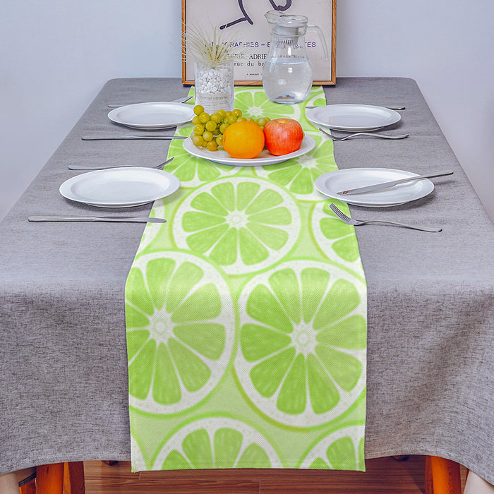 Green lemon in summer Table Runner Place Mats - LeobonZone