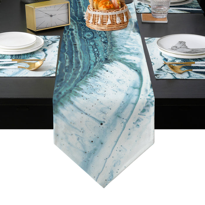Green Marble fluid gradient texture Table Flag And Table Mat Suit Sharp angle - LeobonZone
