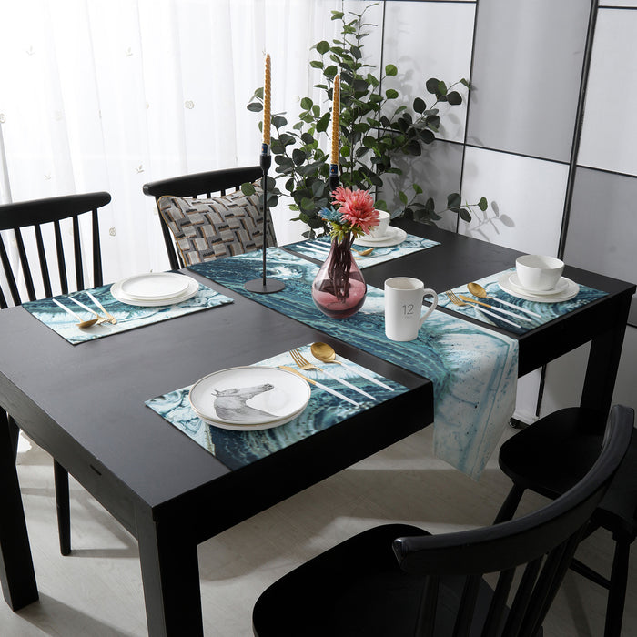 Green Marble fluid gradient texture Table Flag And Table Mat Suit Sharp angle - LeobonZone