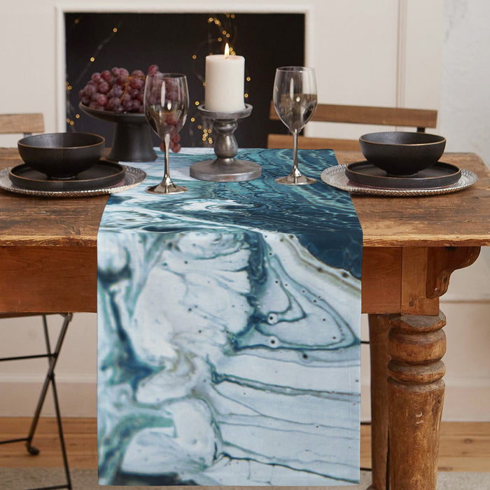 Green Marble fluid gradient texture Table Runner Place Mats - LeobonZone