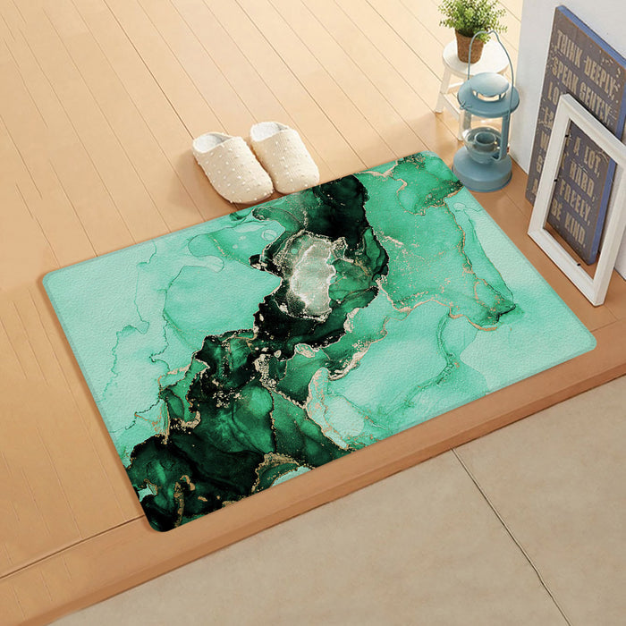 Green Marble Texture in Phnom Penh Leather Doormat - LeobonZone