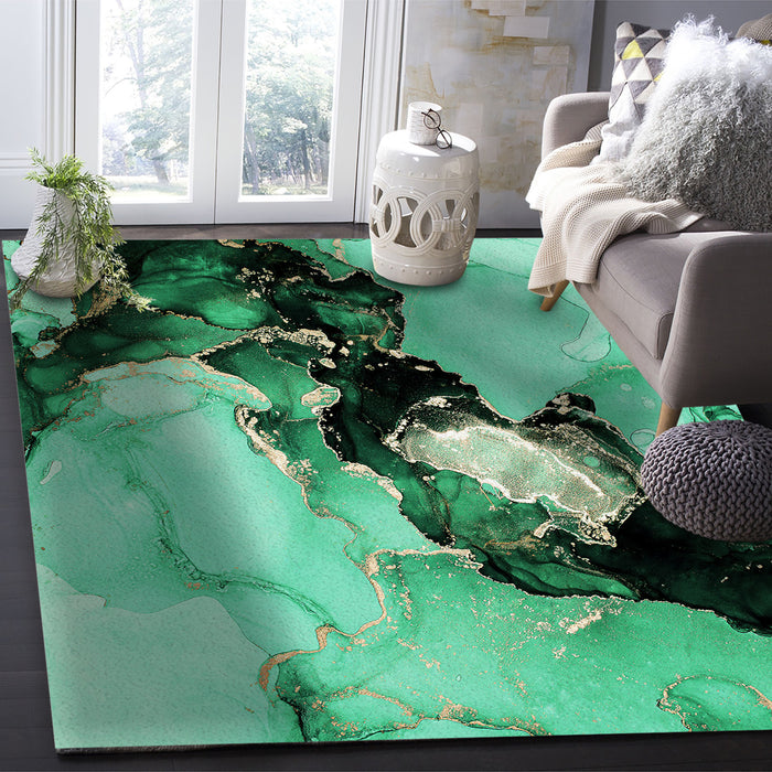 Green Marble Texture in Phnom Penh Right Angle Felt Rugs - LeobonZone