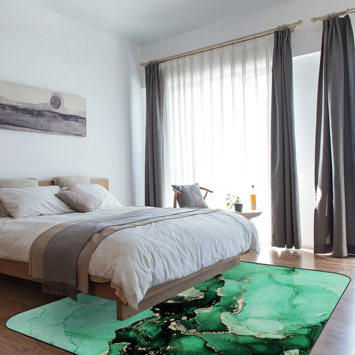 Green Marble Texture in Phnom Penh Sponge Rillet Rubber Rugs - LeobonZone