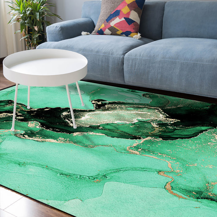 Green Marble Texture in Phnom Penh Sponge Rillet Rubber Rugs - LeobonZone