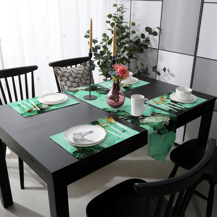 Green Marble Texture in Phnom Penh Table Flag And Table Mat Suit Sharp angle - LeobonZone