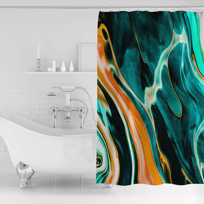 Green Oil painting marble texture Waterproof Durable Shower Curtain - LeobonZone