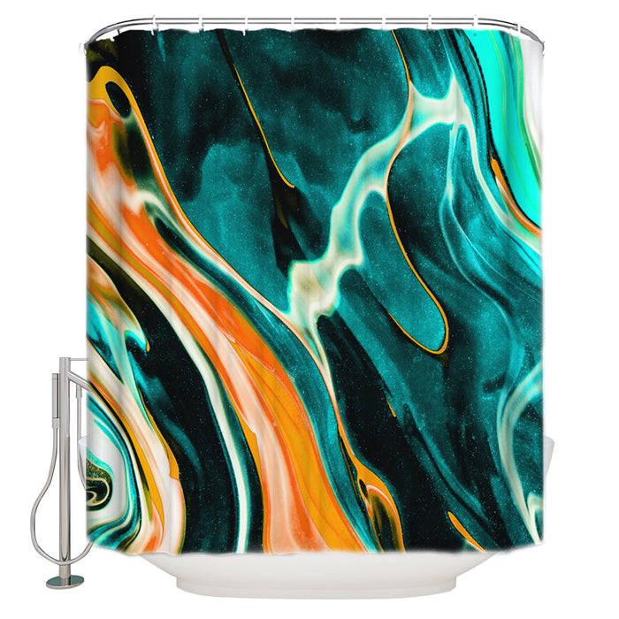 Green Oil painting marble texture Waterproof Durable Shower Curtain - LeobonZone