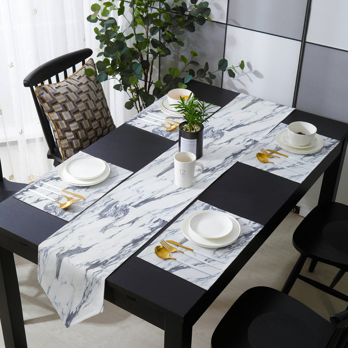 Grey Marble light color pattern stone Table Flag And Table Mat Suit Sharp angle - LeobonZone