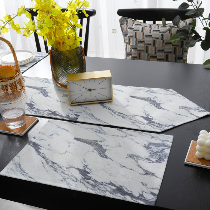 Grey Marble light color pattern stone Table Flag And Table Mat Suit Sharp angle - LeobonZone