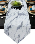 Grey Marble light color pattern stone Table Runner Place Mats Sharp Angle - LeobonZone