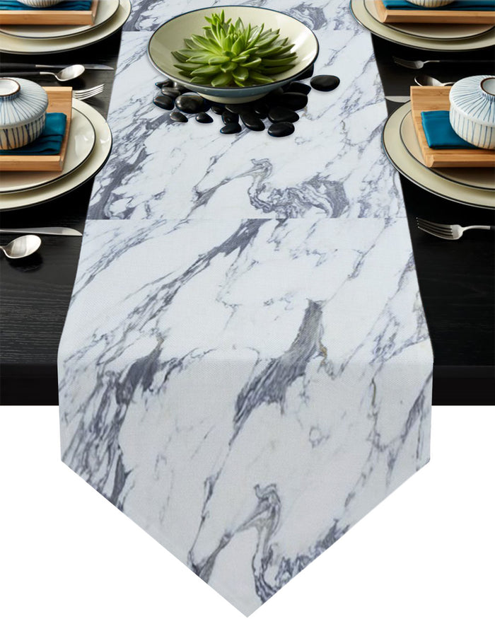 Grey Marble light color pattern stone Table Runner Place Mats Sharp Angle - LeobonZone