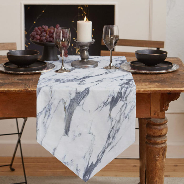 Grey Marble light color pattern stone Table Runner Place Mats Sharp Angle - LeobonZone