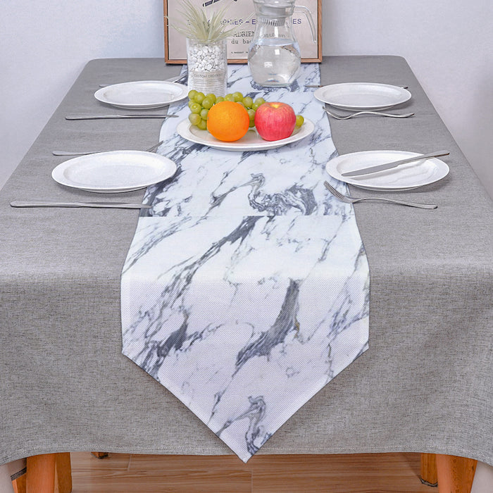 Grey Marble light color pattern stone Table Runner Place Mats Sharp Angle - LeobonZone