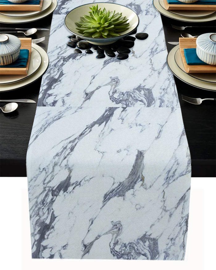 Grey Marble light color pattern stone Table Runner Place Mats - LeobonZone