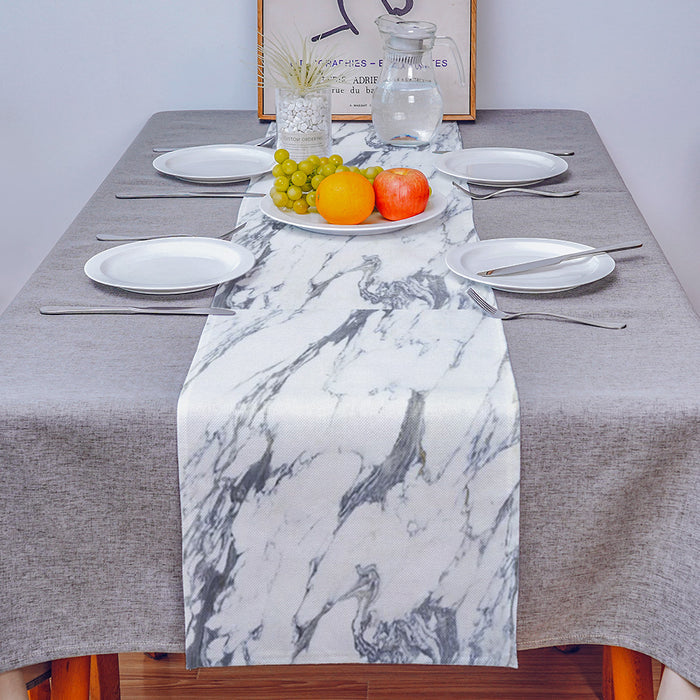 Grey Marble light color pattern stone Table Runner Place Mats - LeobonZone