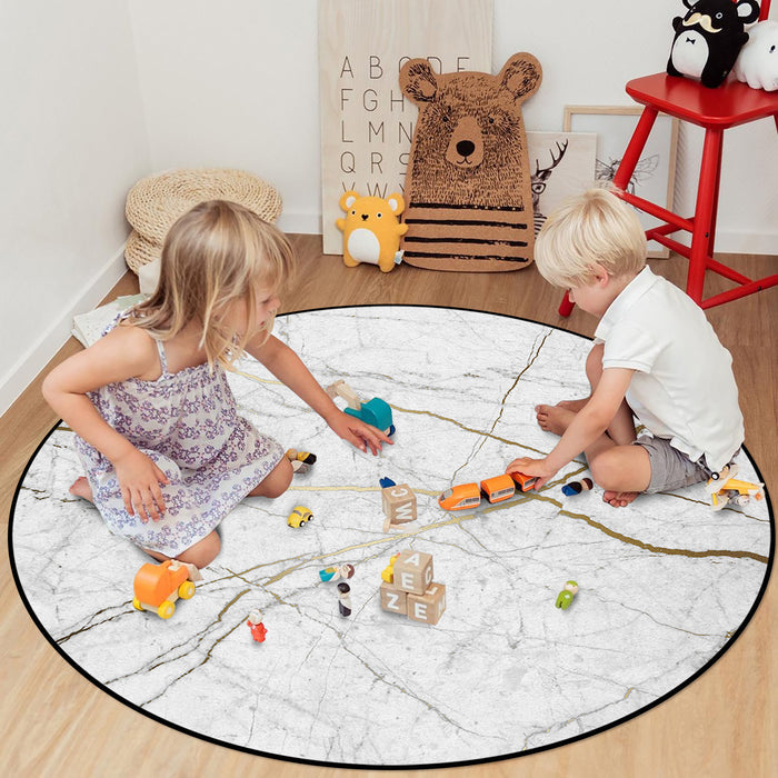 Grey Marble line texture Circular Felt Rugs - LeobonZone