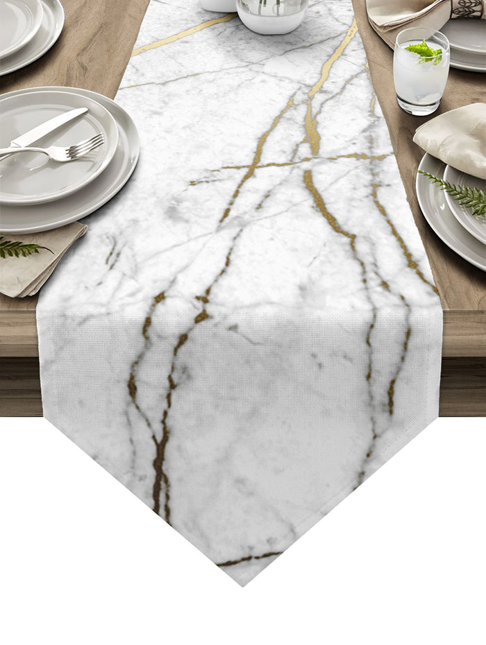 Grey Marble line texture Table Runner Place Mats Sharp Angle - LeobonZone
