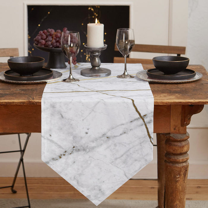 Grey Marble line texture Table Runner Place Mats Sharp Angle - LeobonZone