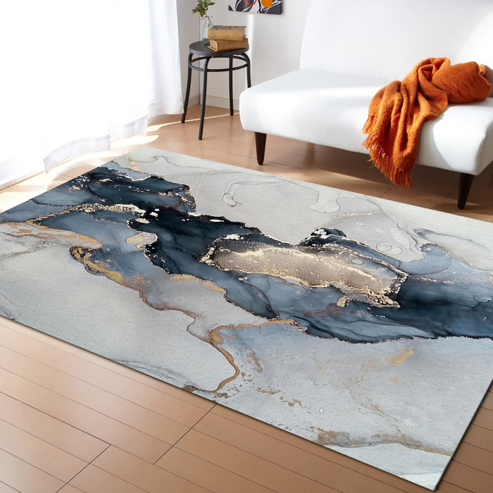 Grey Marble texture Golden line Right Angle Felt Rugs - LeobonZone
