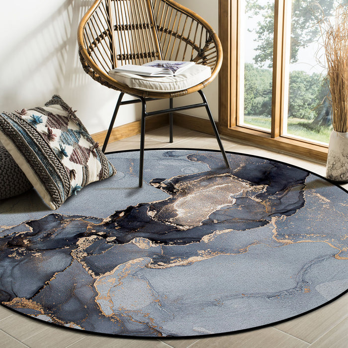 Grey Marble Texture in Phnom Penh Circular Felt Rugs - LeobonZone