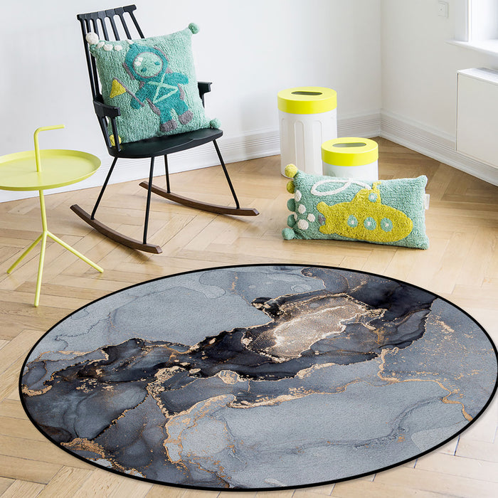 Grey Marble Texture in Phnom Penh Circular Felt Rugs - LeobonZone