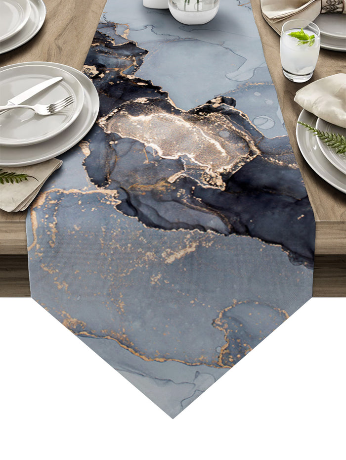 Grey Marble Texture in Phnom Penh Table Runner Place Mats Sharp Angle - LeobonZone