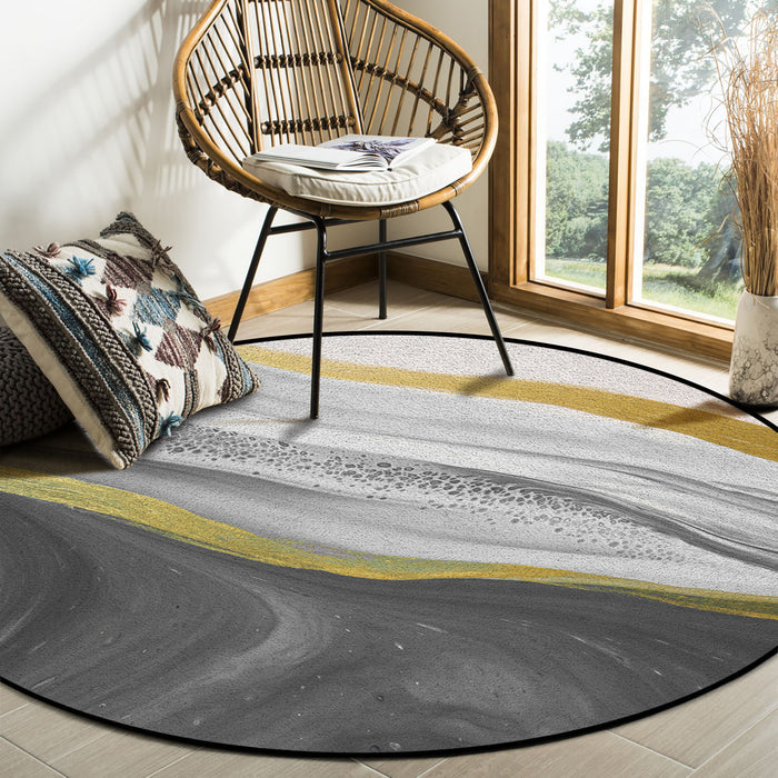 Grey Watercolor Gradient Marble Texture Circular Felt Rugs - LeobonZone