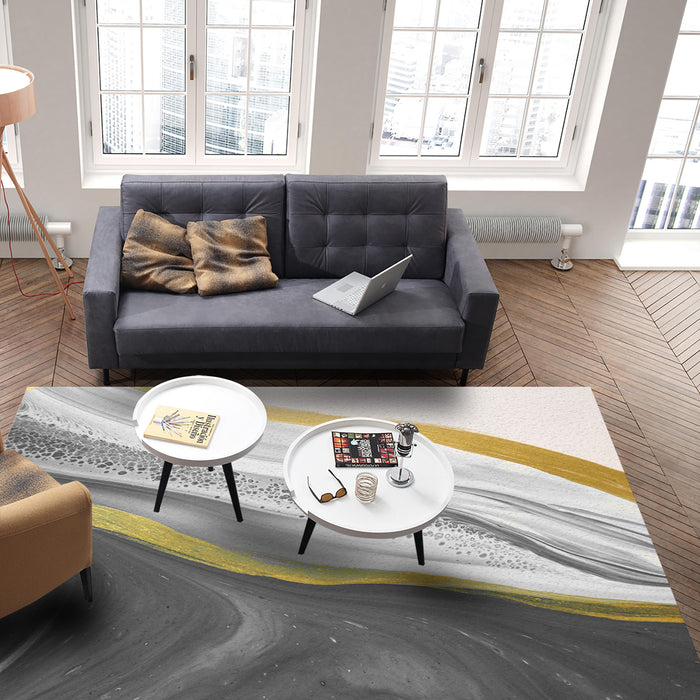 Grey Watercolor Gradient Marble Texture Right Angle Felt Rugs - LeobonZone