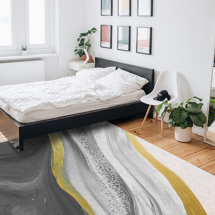 Grey Watercolor Gradient Marble Texture Right Angle Felt Rugs - LeobonZone