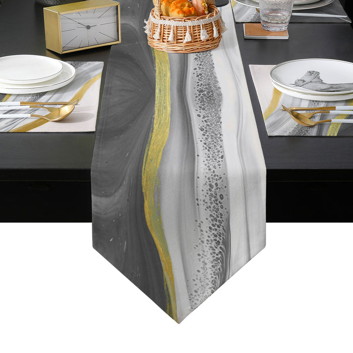 Grey Watercolor Gradient Marble Texture Table Flag And Table Mat Suit Sharp angle - LeobonZone
